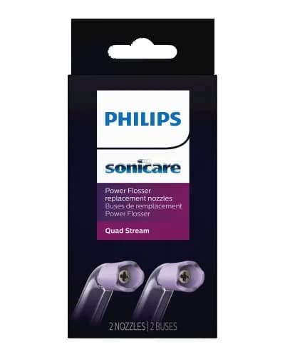 Philips Sonicare Power Flosser Quad Stream Tips (F3) 2pk White | 4 Wide Streams for Deep Clean thumbnail 1