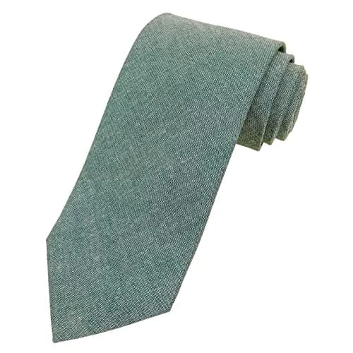 JNJSTELLA Men's Cotton Solid Necktie 3.15" Sage Green | Classic Formal & Casual Style thumbnail 1