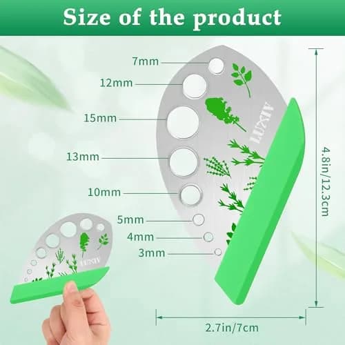 Luxiv Herb Stripper Tool Stainless Steel 9-Hole Leaf Peeler with Knife 12.2cm (4.8in) | 2-Pack for Kale, Herbs & Vegetables thumbnail 3