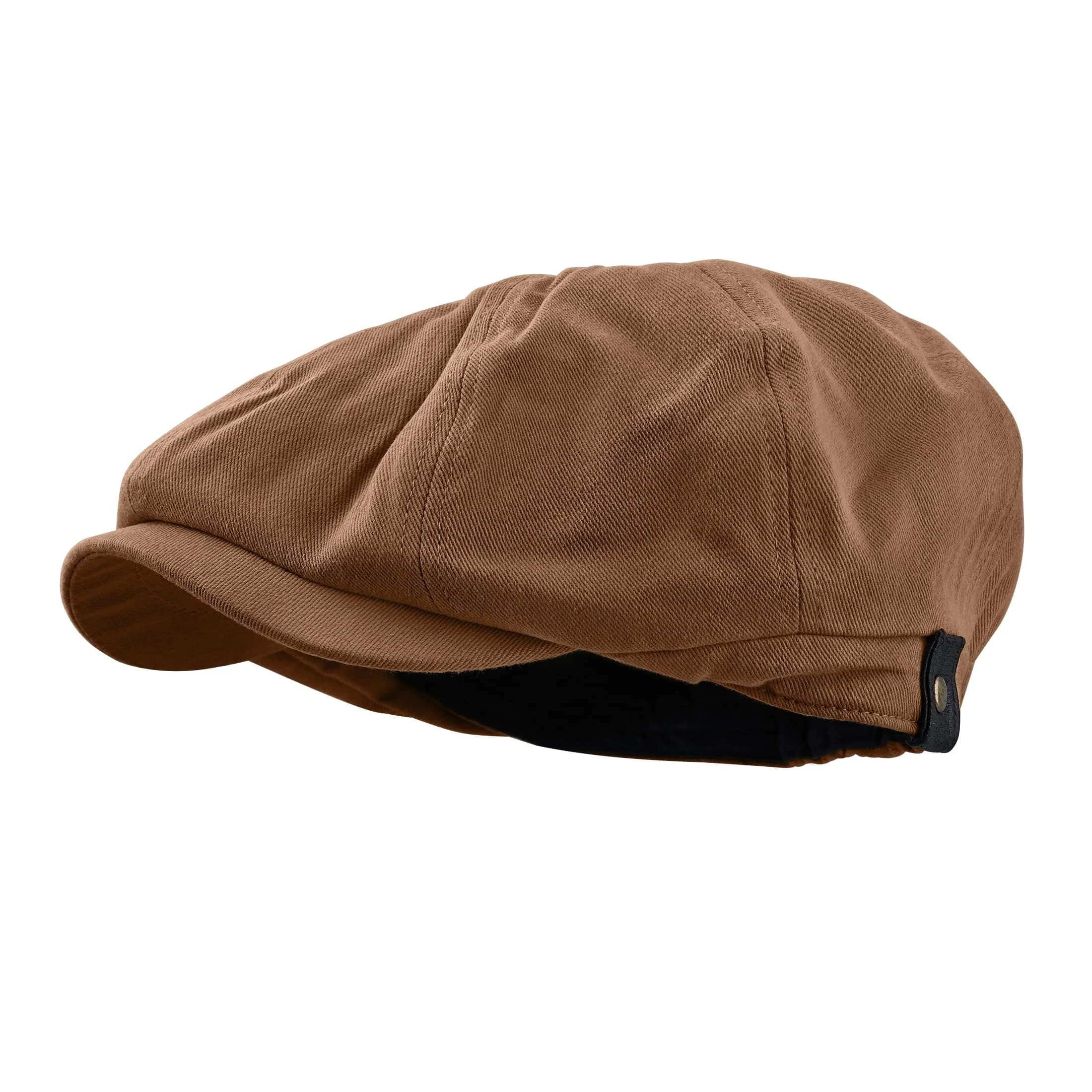 Croogo Newsboy Flat Cap Gatsby Ivy Cotton Cabbie Hat | Classic Style, Breathable & Durable (56-60cm) — Bl42-caramel