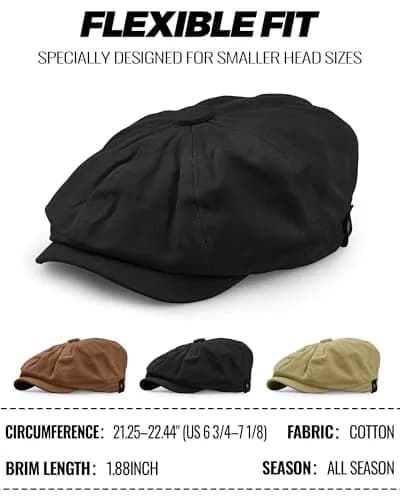 Croogo Newsboy Flat Cap Gatsby Ivy Cotton Cabbie Hat | Classic Style, Breathable & Durable (56-60cm) thumbnail 4