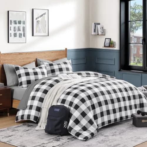 Andency Black and White Checkered Comforter Set King | Minimalist & Soft, All-Season (70-120 chars) thumbnail 1