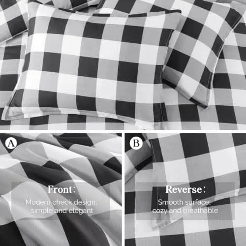 Andency Black and White Checkered Comforter Set King | Minimalist & Soft, All-Season (70-120 chars) thumbnail 5