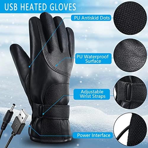 Syhood USB Heated Gloves Touchscreen Waterproof Winter Outdoor Black 25 cm (10 inches) | Heated for 5 Hours with 10000 mAh Power Bank thumbnail 5