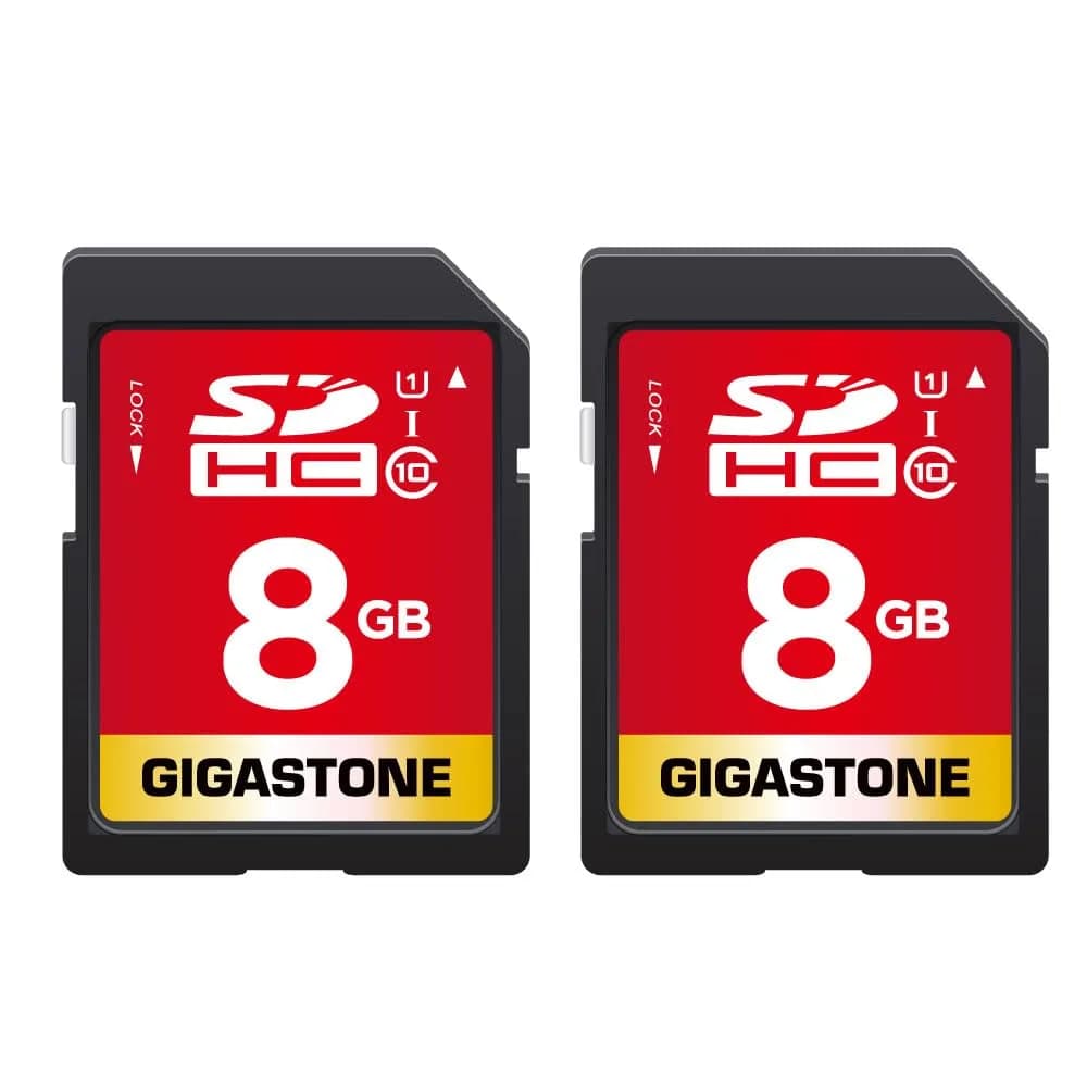 Gigastone 8GB SDHC Memory Card 2-Pack (16GB Total) | UHS-I U1 Class 10 Speed Up to 80MB/s - main product image