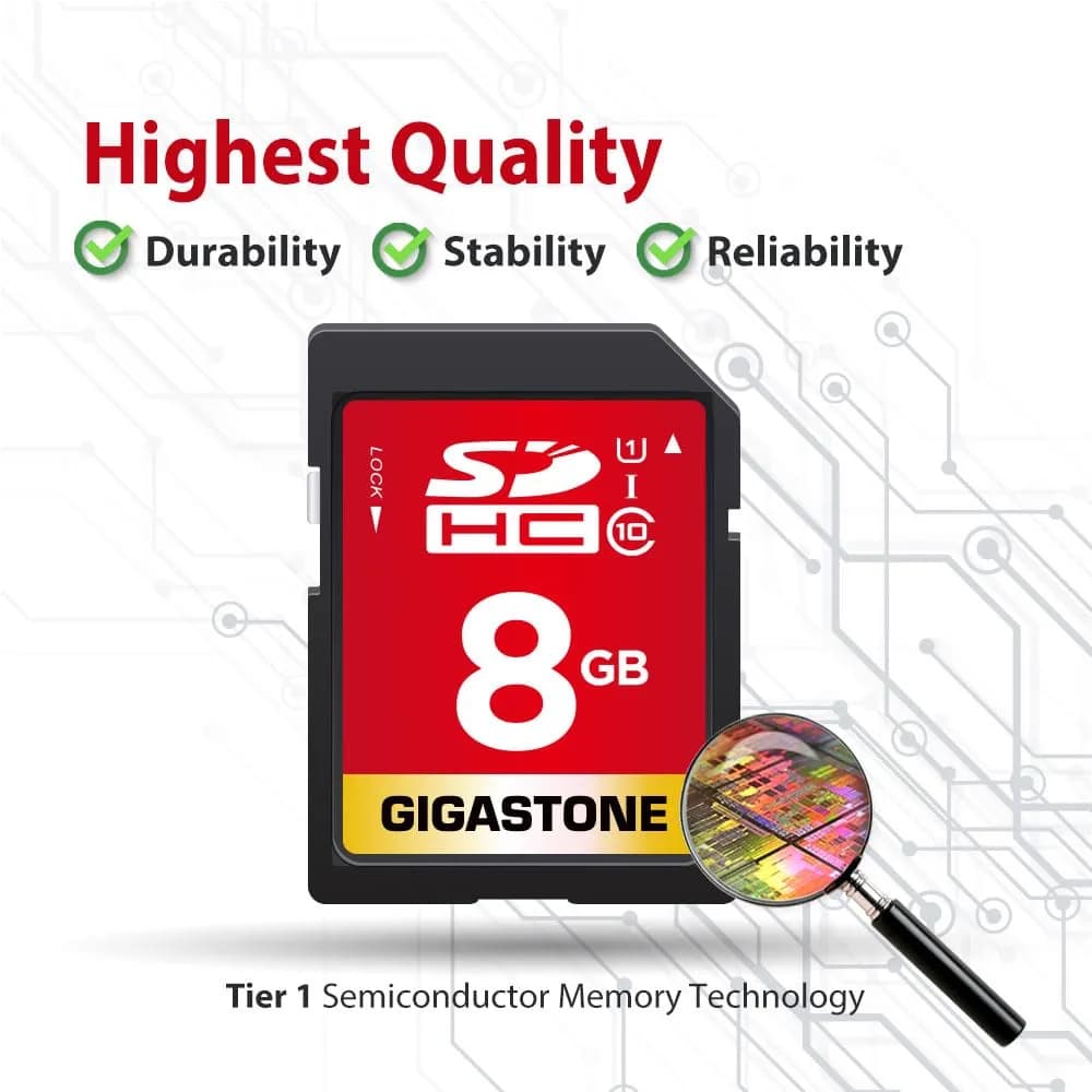 Gigastone 8GB SDHC Memory Card 2-Pack (16GB Total) | UHS-I U1 Class 10 Speed Up to 80MB/s - view 7