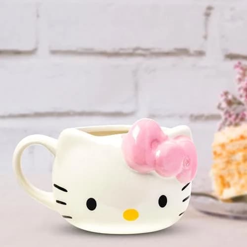 Silver Buffalo Sanrio Hello Kitty Pink Bow 20oz Mug | 3D Sculpted Ceramic, BPA-Free, Hand Wash Only thumbnail 4