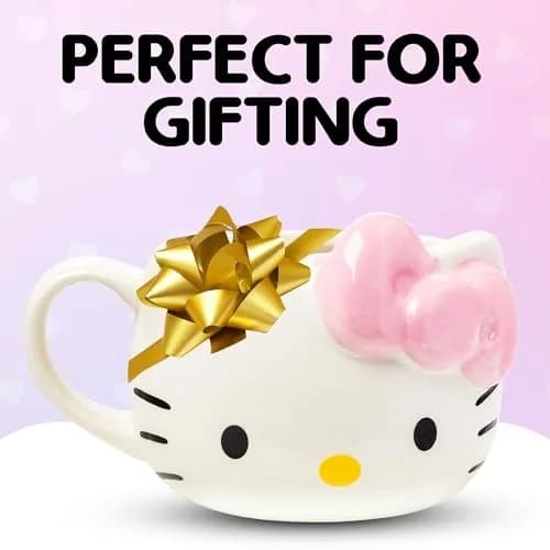 Silver Buffalo Sanrio Hello Kitty Pink Bow 20oz Mug | 3D Sculpted Ceramic, BPA-Free, Hand Wash Only thumbnail 5