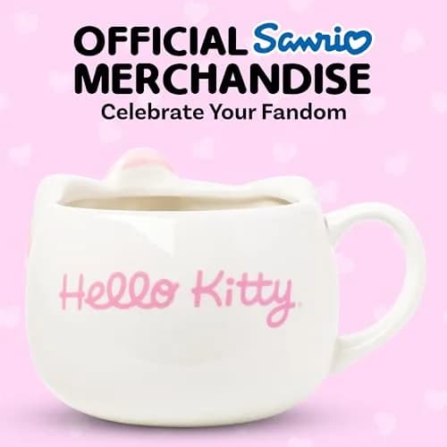 Silver Buffalo Sanrio Hello Kitty Pink Bow 20oz Mug | 3D Sculpted Ceramic, BPA-Free, Hand Wash Only thumbnail 3