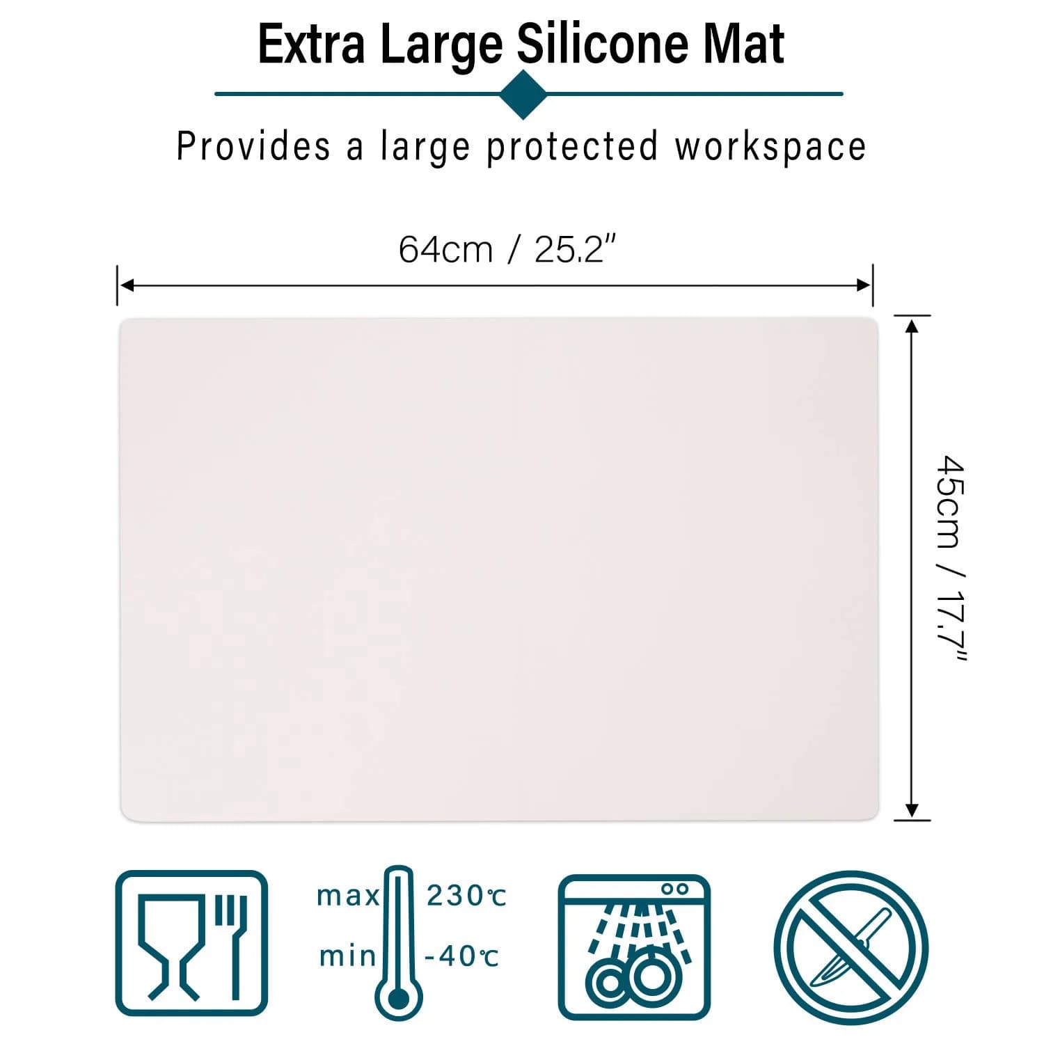 Gartful Extra Large Silicone Craft Mat 64cm x 45cm (25.2 x 17.7 inches) | Heat Resistant Nonstick Countertop Protector - view 2