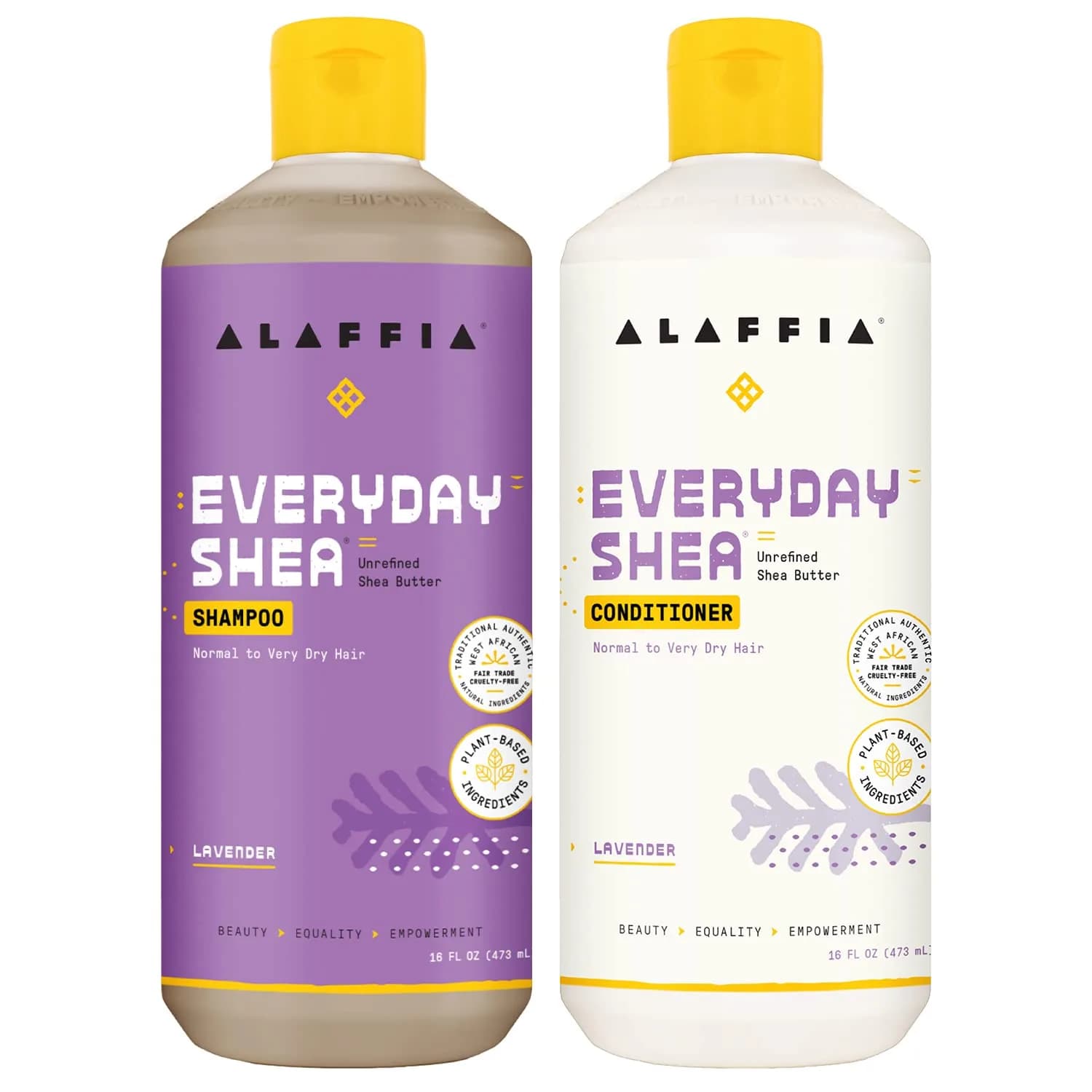 Alaffia EveryDay Shea Shampoo & Conditioner Set, Lavender, 16 Oz Ea | Moisturizes & Calms, Supports pH Balance, Cruelty-Free — 16 Fl Oz