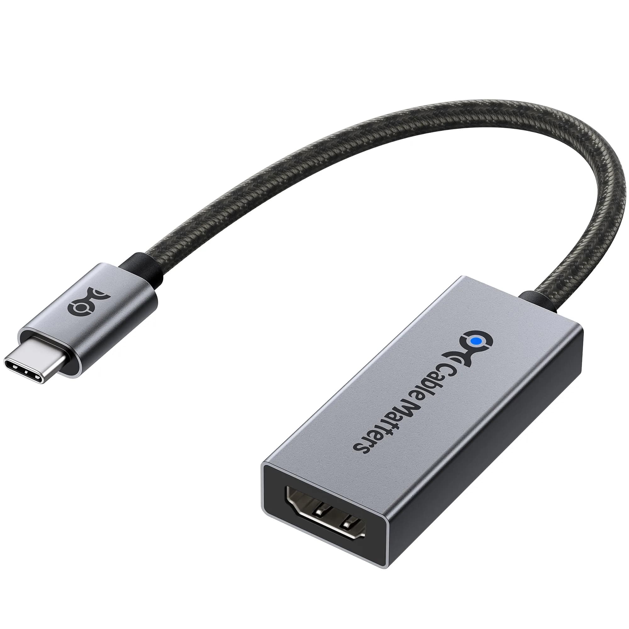 Cable Matters USB-C to HDMI 2.1 Adapter 8K@60Hz | Thunderbolt 4 Compatible, Supports HDR & 4K120Hz (0.5m, Gray) — All but macOS