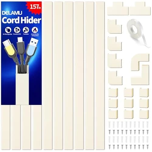 Delamu Cord Cover Wall 157in | Flame-Rated Plastic Cable Raceway for Neat Cables thumbnail 1