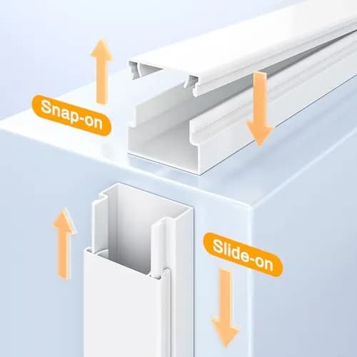 Delamu 157in Cord Hider Wall, Cable Management Raceway, Paintable Wire Cover, White | Neatly Conceal TV & Wall Wires thumbnail 4