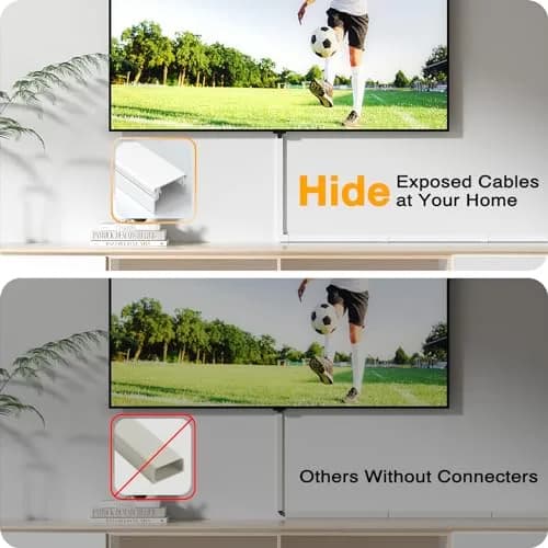 Delamu 157in Cord Hider Wall, Cable Management Raceway, Paintable Wire Cover, White | Neatly Conceal TV & Wall Wires thumbnail 5