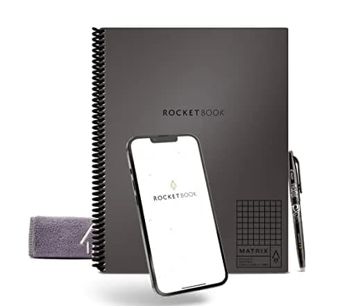 Rocketbook Matrix Reusable Graph Paper Notebook, Letter 8.5x11, Gray | Digital Sharing & Reusable Synthetic Paper thumbnail 1