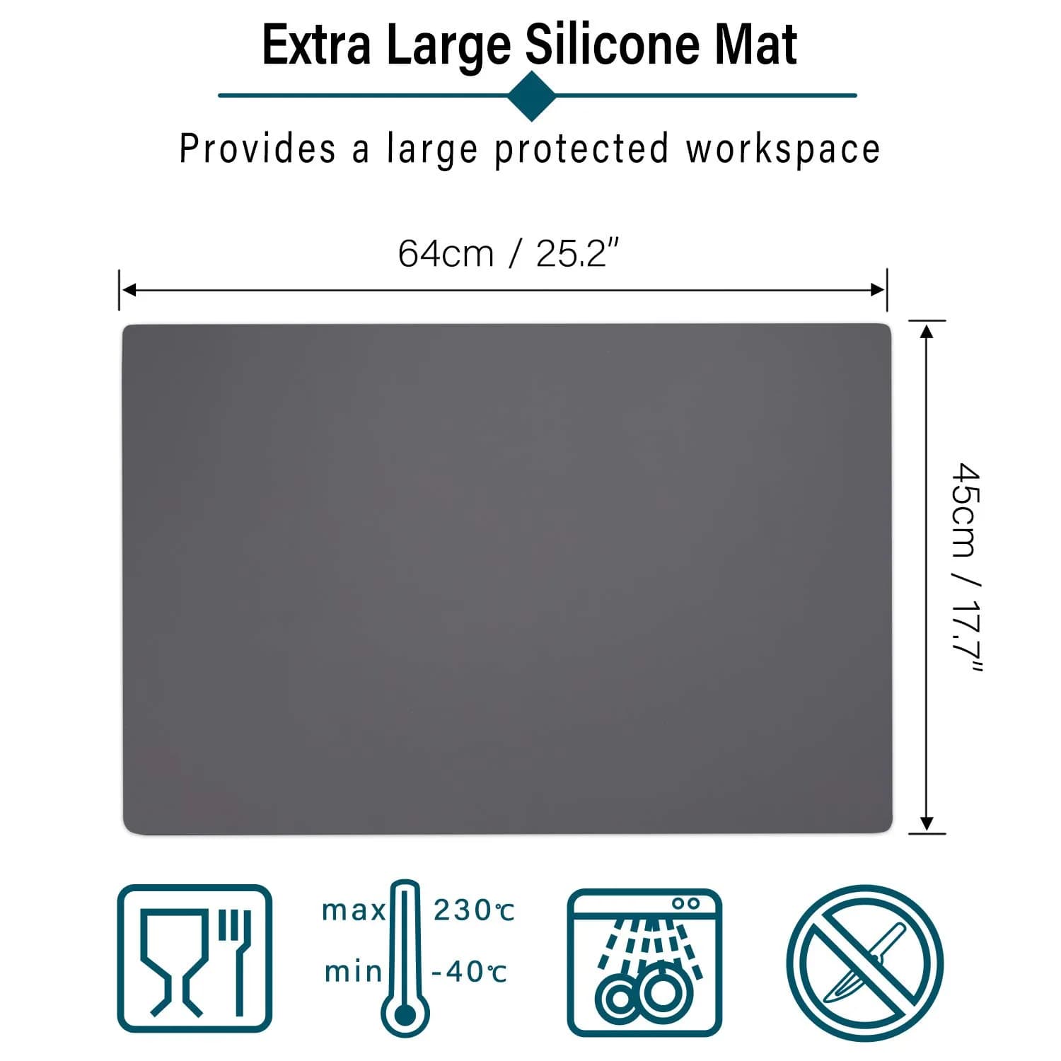 Gartful Silicone Mat 64x45cm (25.2" x 17.7") | Large Craft Sheet & Countertop Protector - view 2