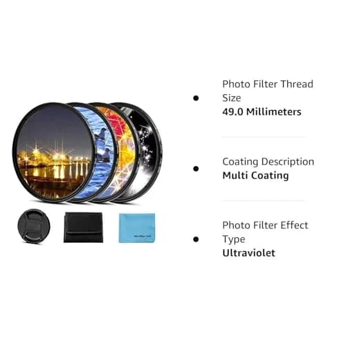 Sedremm 49mm Star Filter Set | 4/6/8/12 Points Night Photography Effect with Centre Pinch Cap thumbnail 6