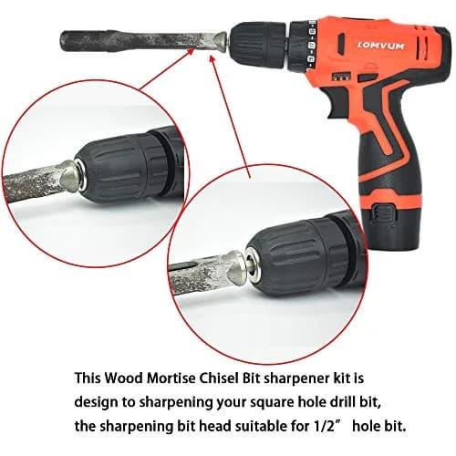 scottchen PRO Woodworking Square Hole Drill Bit Sharpener 3/4" x 7/8" | Up to 1/2" Bit, Grit #220/600, Durable Steel thumbnail 4