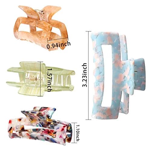 Magicsky Hair Claw Clips for Women Thick & Thin Hair | Elegant 4-Pack, Acrylic & Alloy, 3.4 x 0.9 x 1.6 inches thumbnail 6