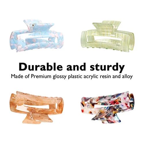 Magicsky Hair Claw Clips for Women Thick & Thin Hair | Elegant 4-Pack, Acrylic & Alloy, 3.4 x 0.9 x 1.6 inches thumbnail 7