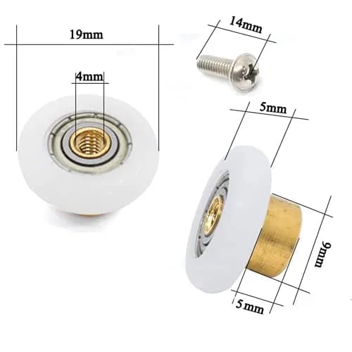 XUKEKOY Shower Door Rollers 19mm x 5mm | Set of 4 Replacement Wheels with Screws thumbnail 4