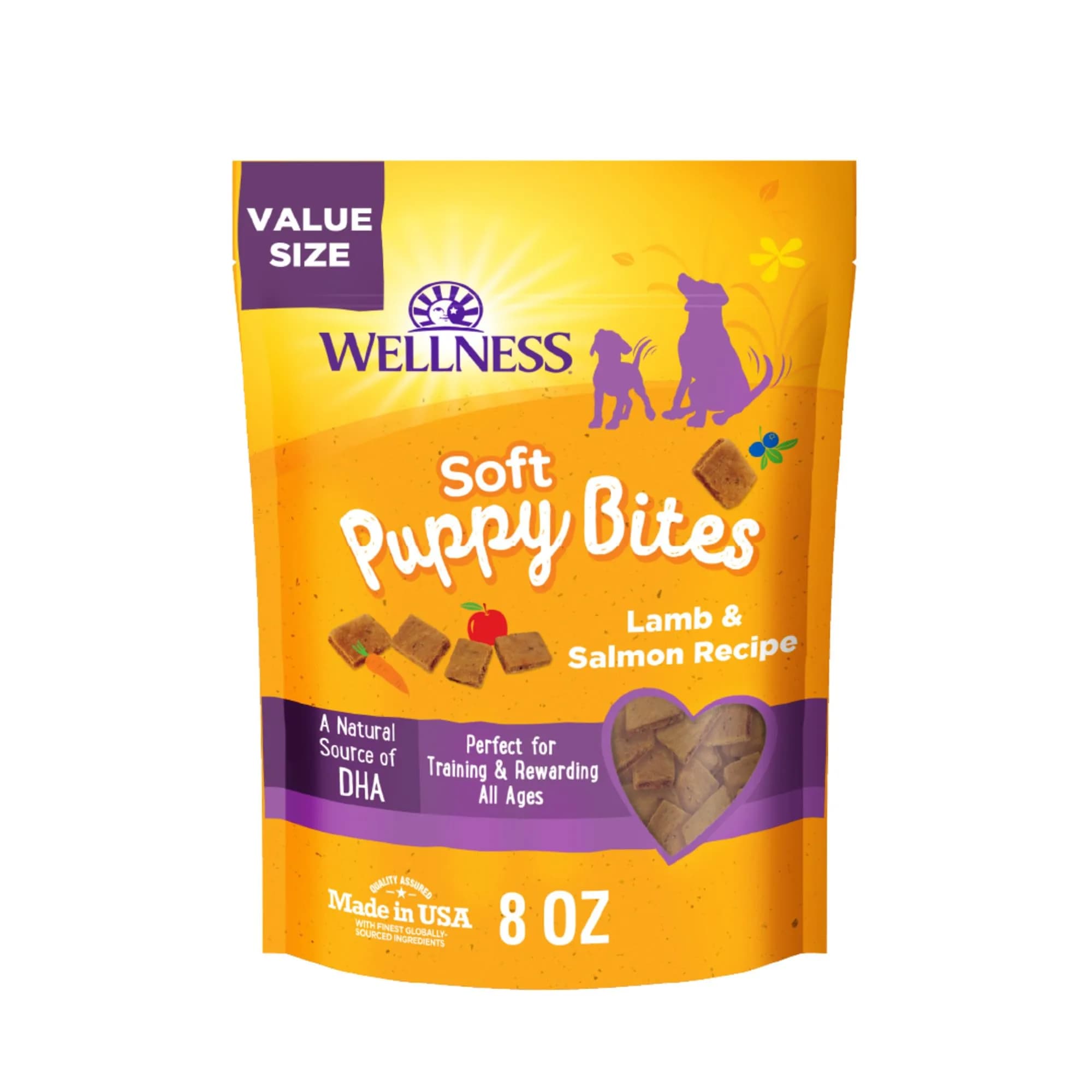 Wellness Soft Puppy Bites Dog Training Treats Lamb & Salmon Recipe 227 g (8 oz) | Grain-Free DHA for Brain Development - main product image