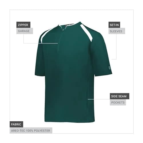 Holloway Mens Clubhouse Short Sleeve Pullover Cage Jacket, Dark Green/White 2XL | Ultimate Athletic Performance Wear for Maximum Mobility thumbnail 4