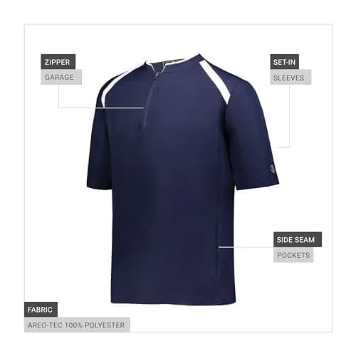 Holloway Mens Clubhouse Short Sleeve Pullover Cage Jacket, Navy/White 4XL | Ultimate Athletic Performance Wear for Maximum Mobility thumbnail 4
