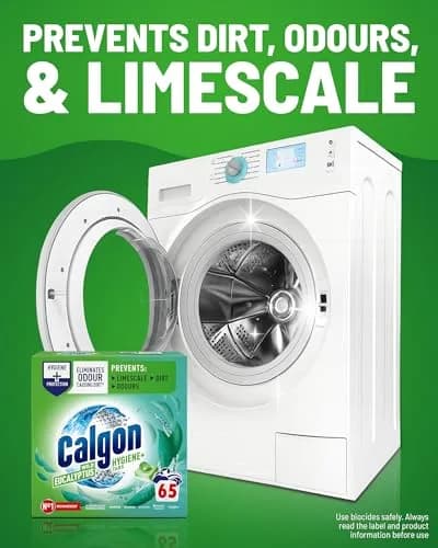 Calgon Hygiene Plus Washing Machine Cleaner & Limescale Remover, 65 Tablets | Water Softener & Odour Eliminator thumbnail 3