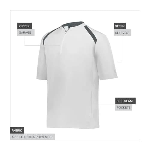 Holloway Mens Clubhouse Short Sleeve Pullover Cage Jacket, White/Graphite 2XL | Ultimate Athletic Performance Wear for Maximum Mobility thumbnail 4