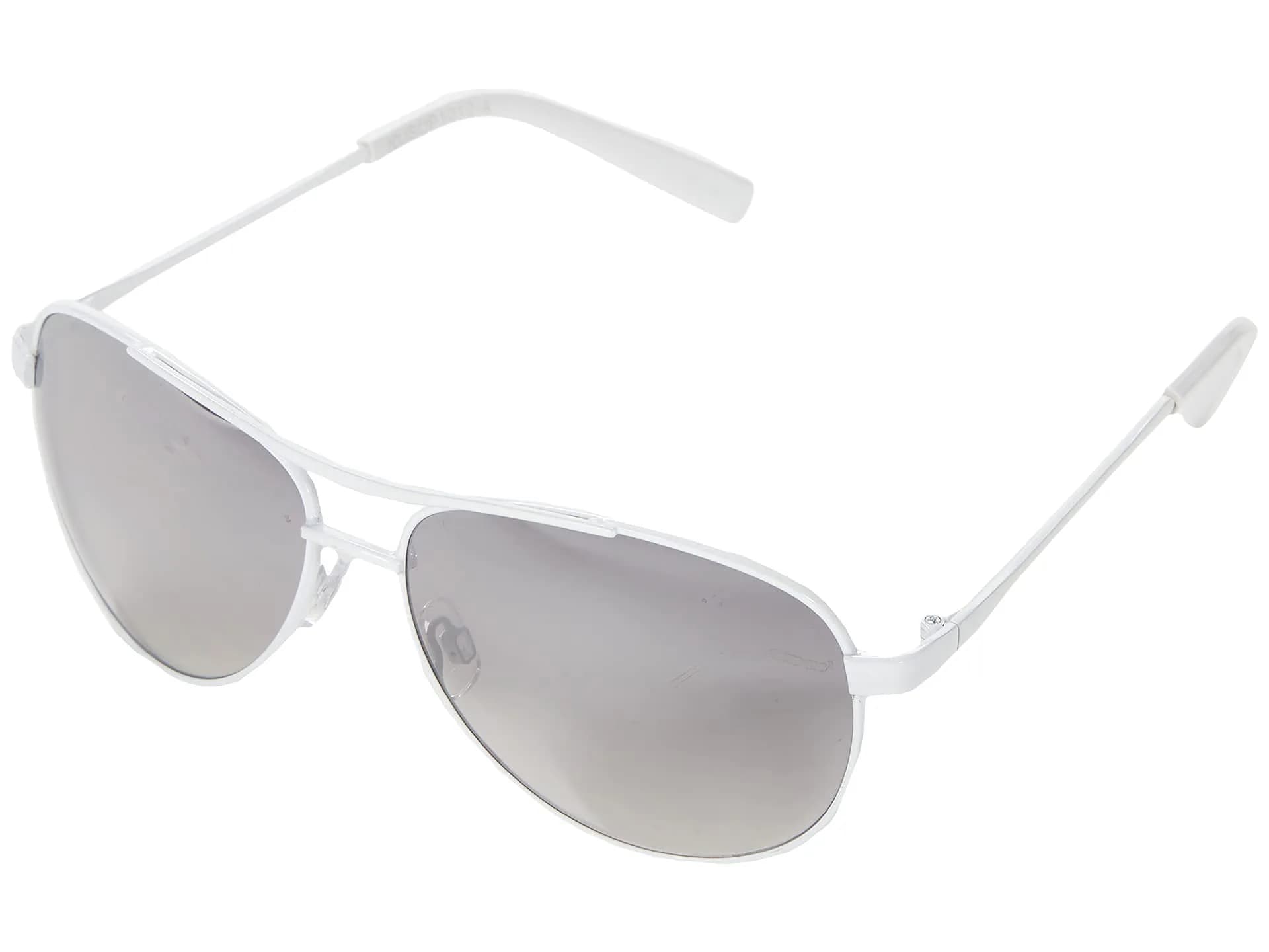 Jessica Simpson 60 mm Stylish UV Protective Metal Aviator Sunglasses White Frame/Silver Mirrored Lens One Size — White Frame/Silver Mirrored Lens