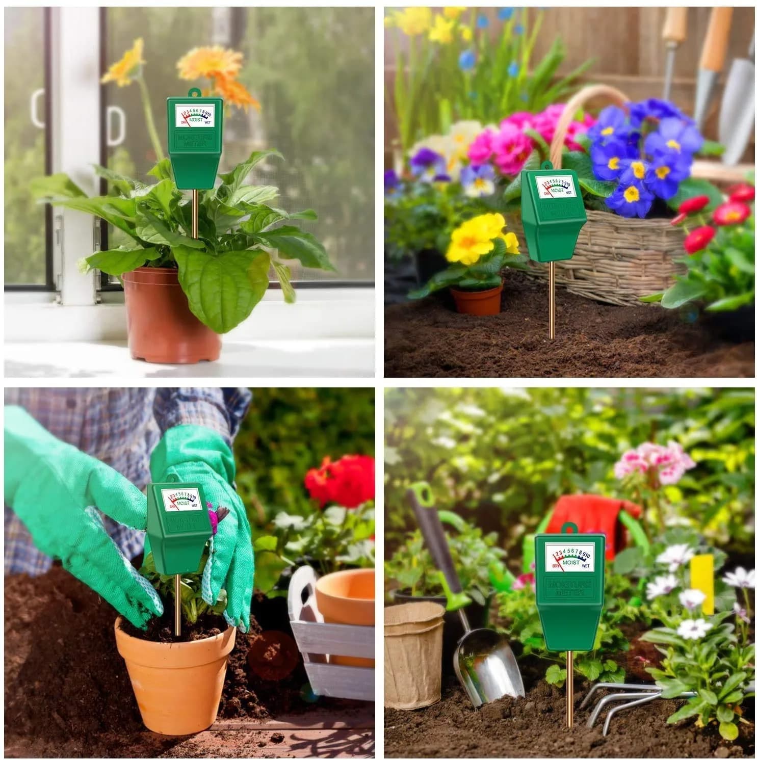 Hathdia Soil Moisture Meter Green | 7.6 inch Probe for Potted Plants, Garden, Farm, Lawn - view 4