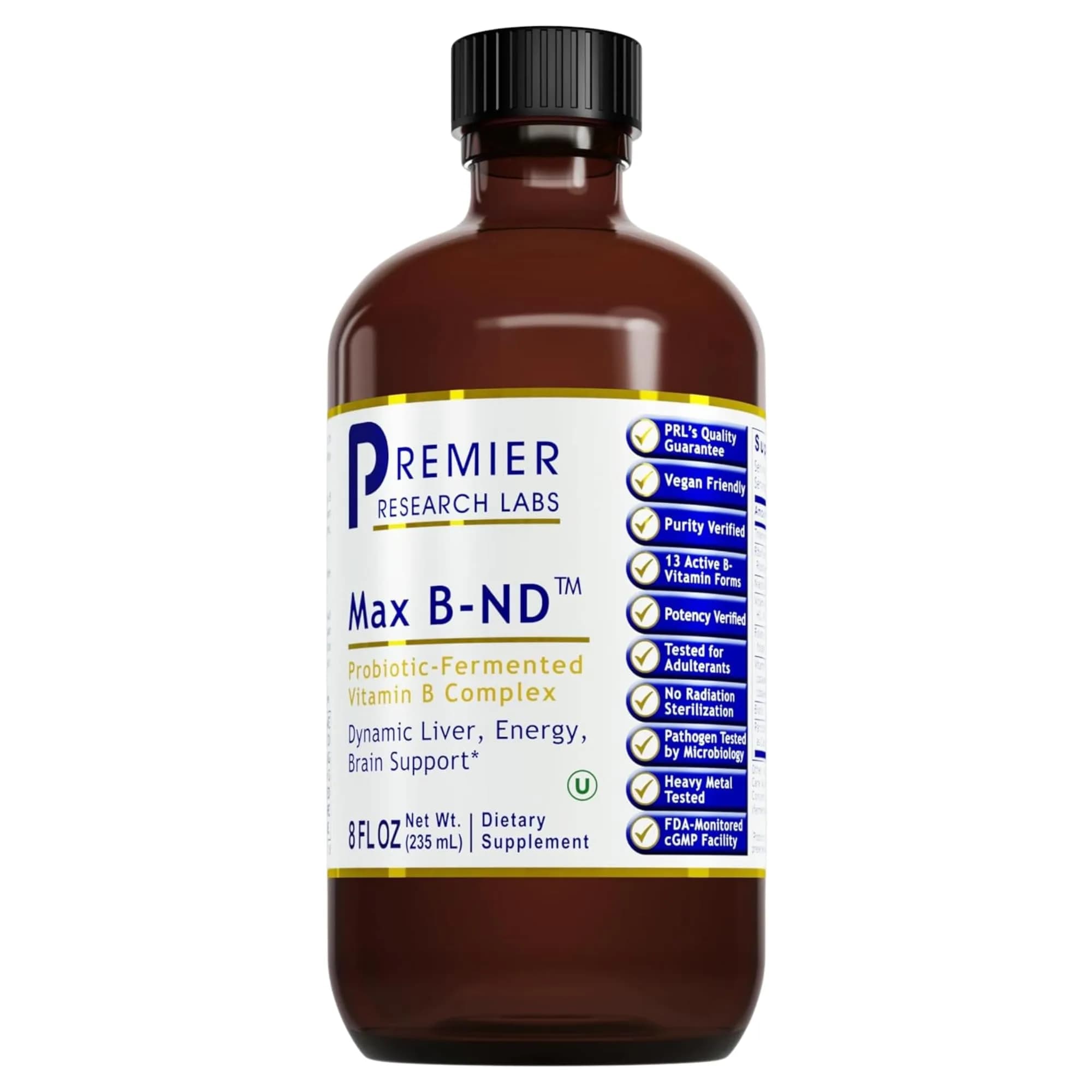 Premier Research Labs Max B-ND Liquid Vitamin B Complex 8 Fl Oz | Supports Liver & Brain Health