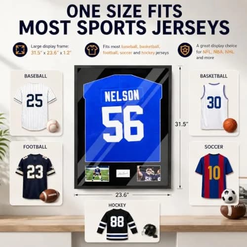 Snail Jersey Display Case 32"x24" | Elegant Wall Mount for Sports Memorabilia with UV & Dust Protection thumbnail 6