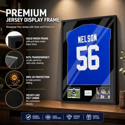 Snail Jersey Display Case 32"x24" | Elegant Wall Mount for Sports Memorabilia with UV & Dust Protection thumbnail 2