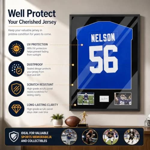 Snail Jersey Display Case 32"x24" | Elegant Wall Mount for Sports Memorabilia with UV & Dust Protection thumbnail 3