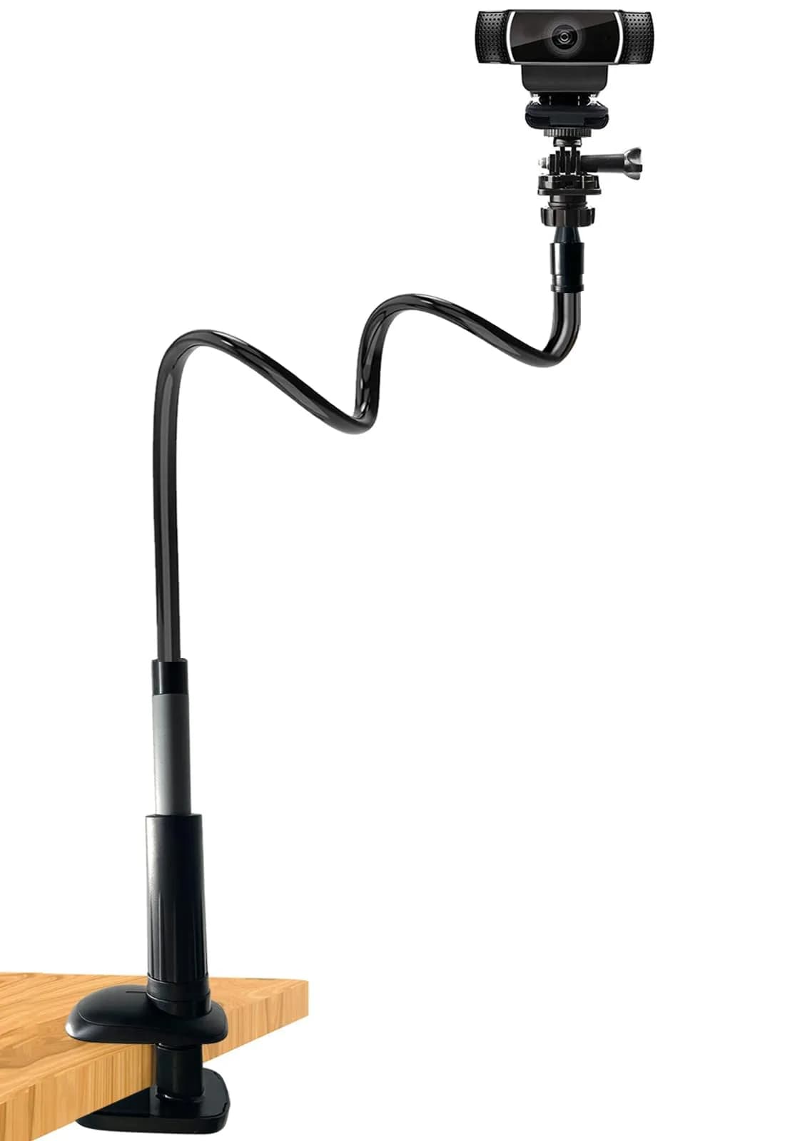 JCWINY 30 Inch Webcam Stand Camera Mount | Flexible Gooseneck Desk Clamp for Logitech Webcams 4K Brio