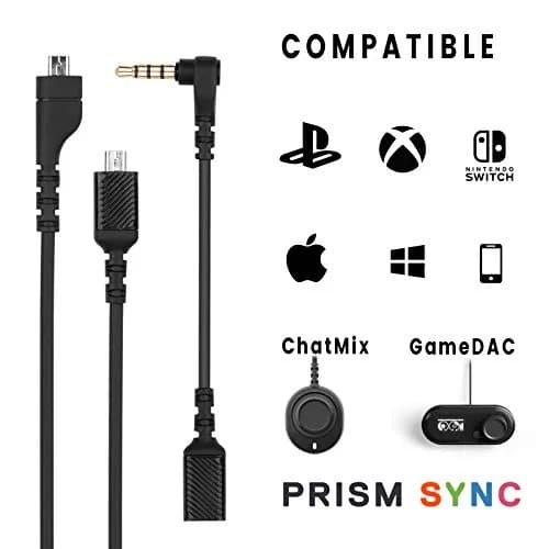 weishan 1.5m (5 ft) TPE Aux Cable with 3.5mm TRRS Adapter for SteelSeries Arctis 3/5/7 Pro, Pro + GameDac | Gold-Plated Plug for Clear Audio thumbnail 6