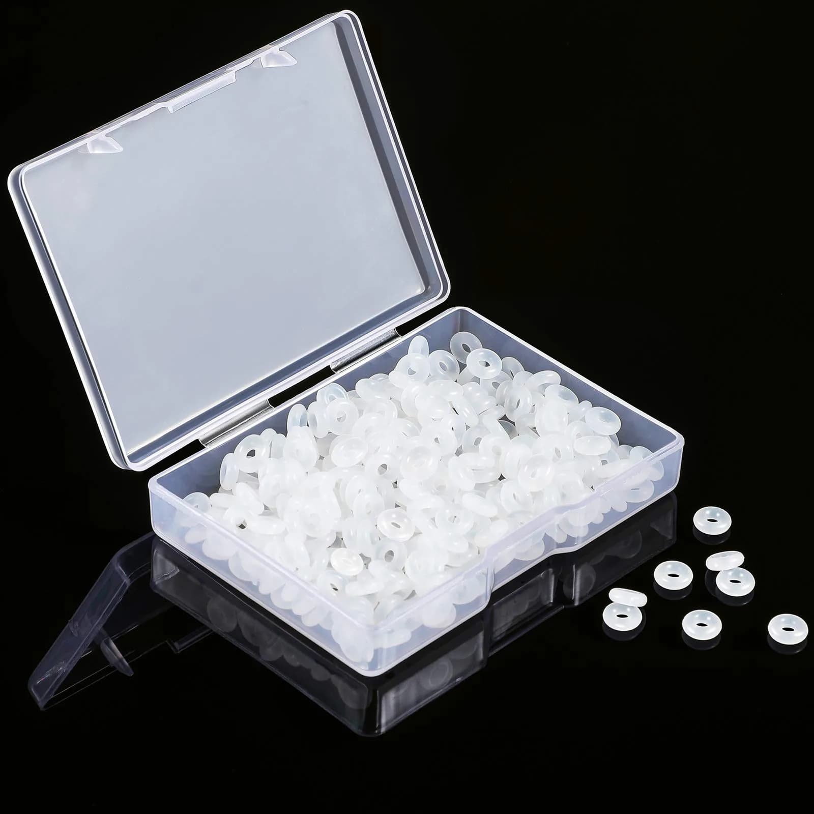 Zonon Clear Silicone Rubber Stopper Rings 6mm Outer Diameter (300 Pcs) | Secure Jewelry Spacers for DIY Crafts — Clear