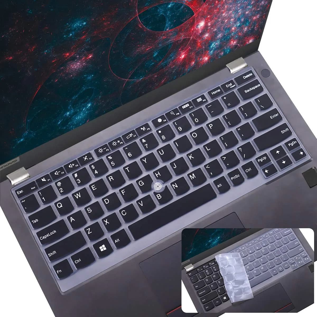 i-Tensodo Keyboard Cover for Lenovo Thinkpad L13 X13 13.3" (Black+Clear) | US Layout Silicone Protector — CandyBlack+Clear
