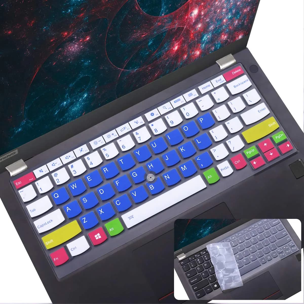 i-Tensodo 2Pcs Keyboard Cover for Lenovo ThinkPad X13 L13, X380 X390 X395 Yoga, X230S X240 X240S X250 X260 X270 X280 13.3" Laptop | US Layout Silicone Skin - main product image