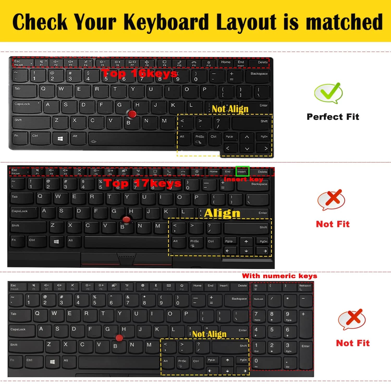 i-Tensodo 2Pcs Keyboard Cover for Lenovo ThinkPad X13 L13, X380 X390 X395 Yoga, X230S X240 X240S X250 X260 X270 X280 13.3" Laptop | US Layout Silicone Skin - view 2