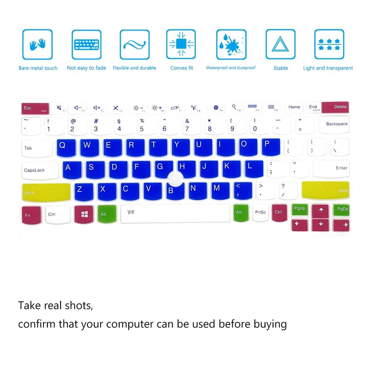 i-Tensodo 2Pcs Keyboard Cover for Lenovo ThinkPad X13 L13, X380 X390 X395 Yoga, X230S X240 X240S X250 X260 X270 X280 13.3" Laptop | US Layout Silicone Skin - view 3