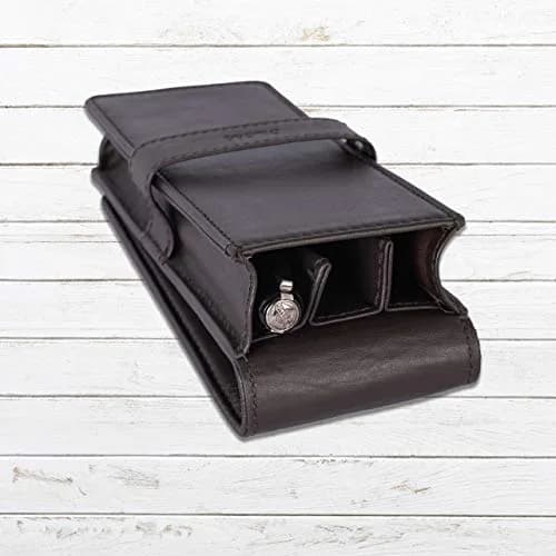 DiLoro Leather Triple Pen Case Brown | Full Grain Leather Pencil Holder for 3 Pens & Pencils thumbnail 6