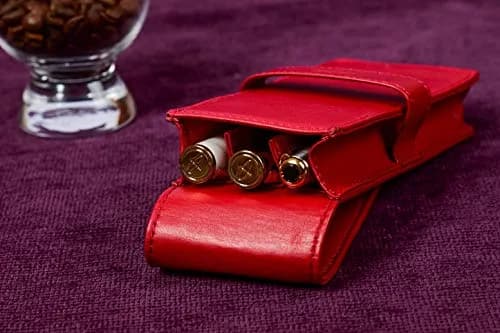DiLoro Leather Triple Pen Case Pencil Pouch Holder for Three Fountain Ballpoint Rollerball Pens and Pencils (Red) | Elegant Leather Organizer thumbnail 7