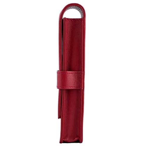 DiLoro Leather Triple Pen Case Pencil Pouch Holder for Three Fountain Ballpoint Rollerball Pens and Pencils (Red) | Elegant Leather Organizer thumbnail 3