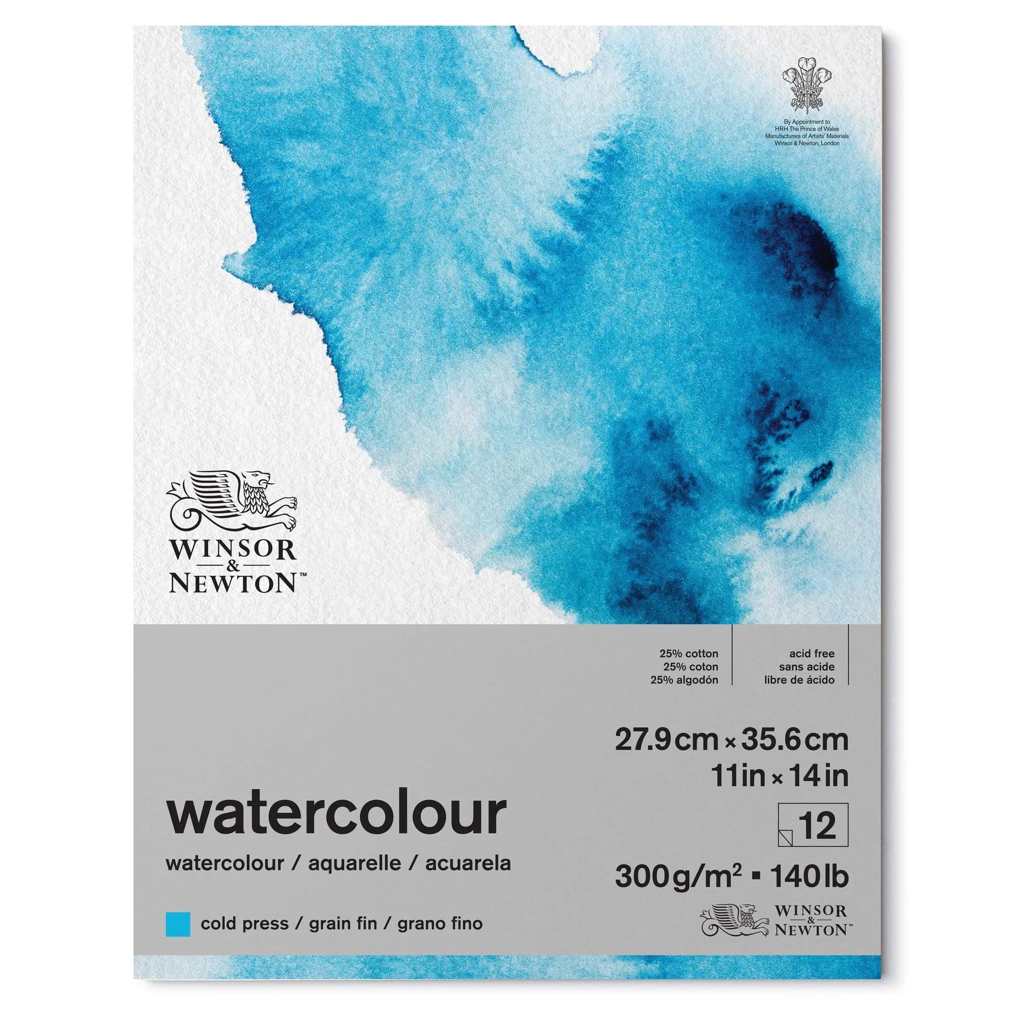 Winsor & Newton Classic Watercolor Paper Pad, Wired, 11" x 14" (28cm x 36cm) | Bright, Durable, 12 Sheets — Natural White
