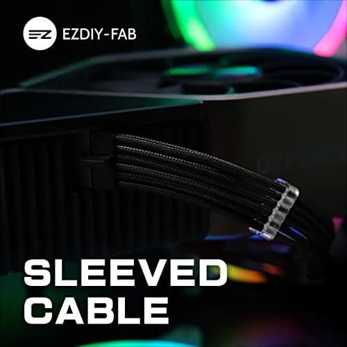 EZDIY-FAB RTX 3000 Series 12 Pin to Dual 8 Pin PCIe Sleeved Extension Cable 300mm | Black thumbnail 5