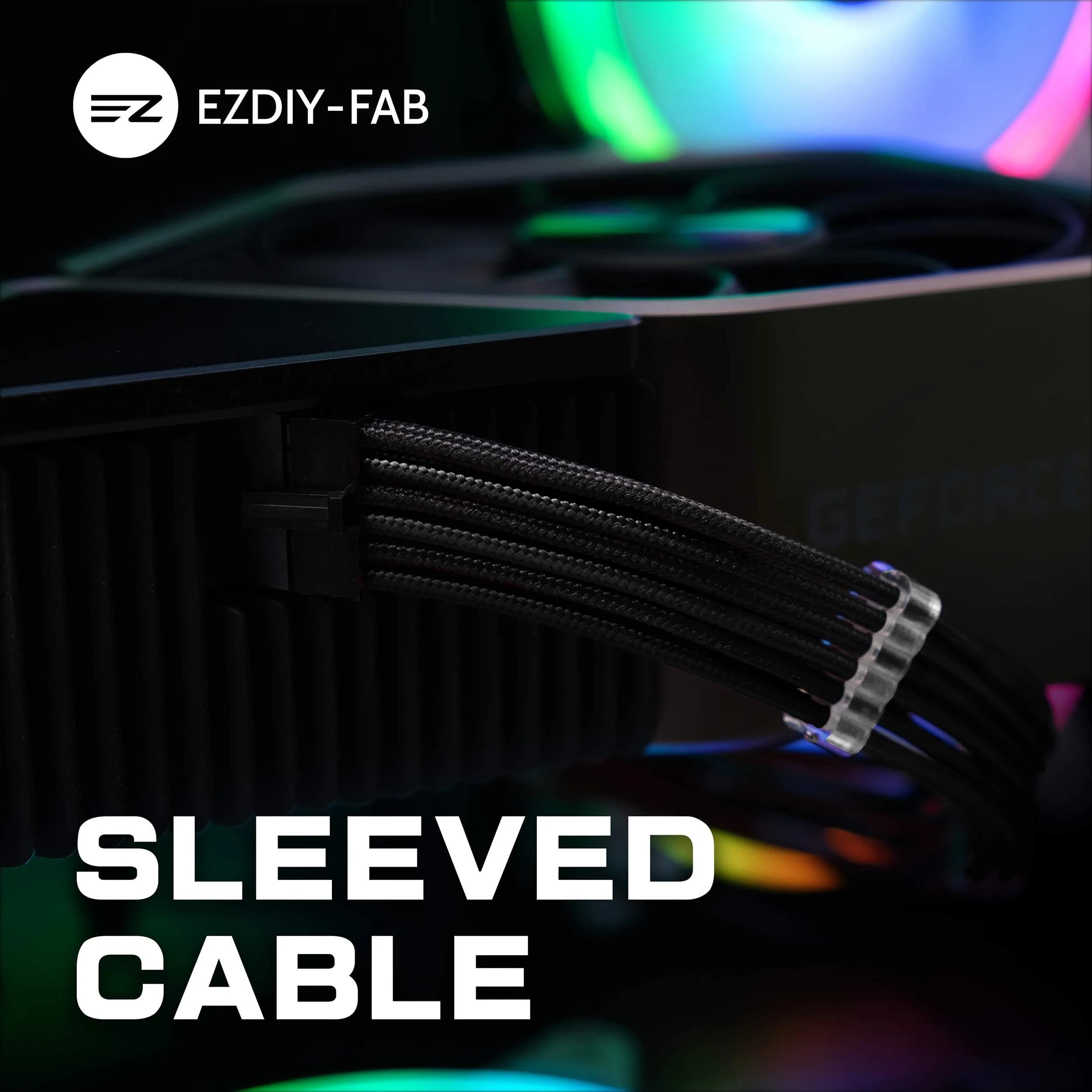 EZDIY-FAB RTX 3000 Series 12 Pin to Dual 8 Pin PCIe Sleeved Extension Cable 300mm | Black - view 5